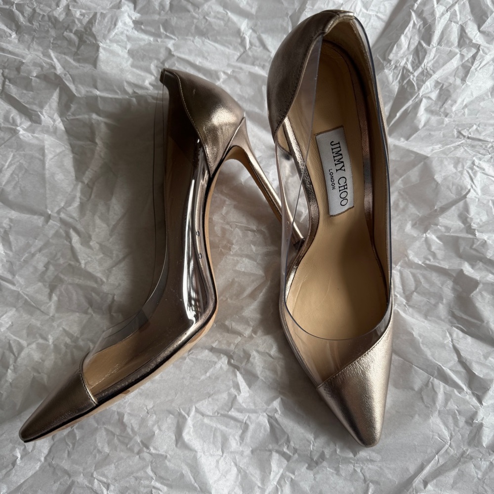 JIMMY CHOO | Romy 100 metallic mix gold size 39.5